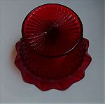  Μικρή φοντανιερα με ποδαράκι, ruby red Art Deco by George Davidson England 1920-1930