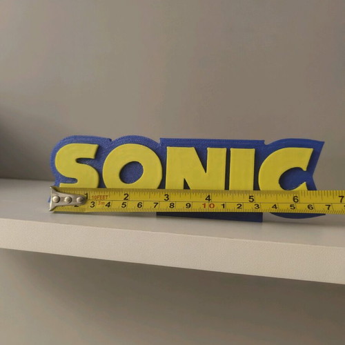 3D printed Sonic display like new, blue and yellow