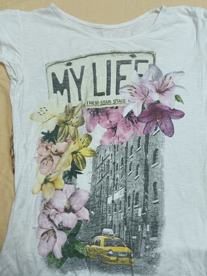 Women's T-shirt used, white, cotton, youthful style