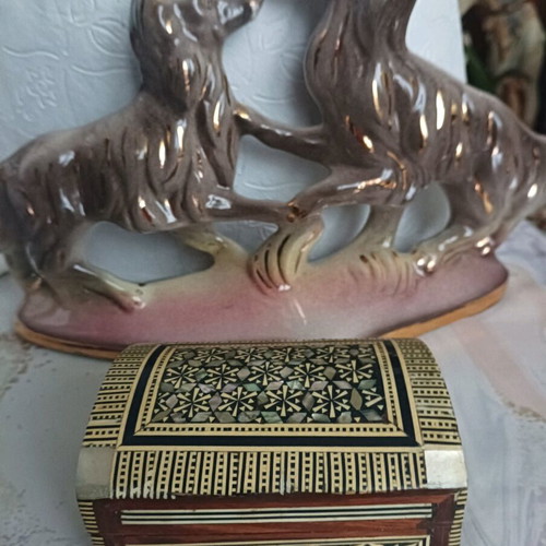 Vintage porcelain Borzoi decoration used, hand decorated 1960s
