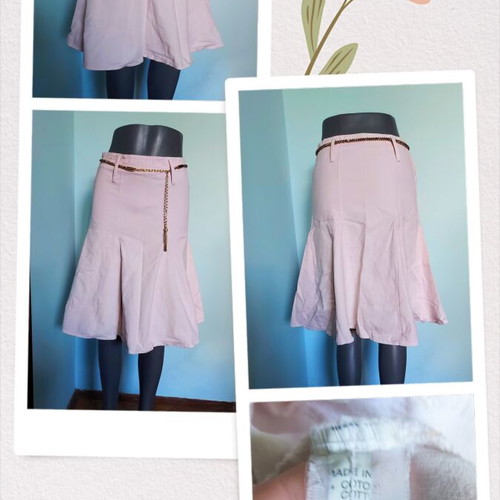 Vintage Italian denim skirt used, elastic, pale pink, sizes M/L