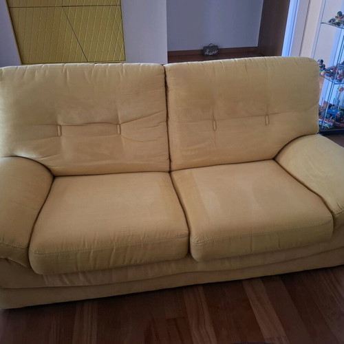 Living room sofas like new, 2 Italian origin, suede fabric