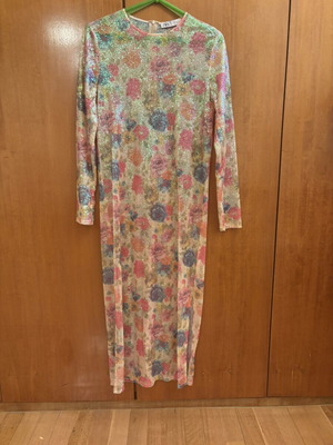 ZARA maxi dress with sequins and floral print, size S
