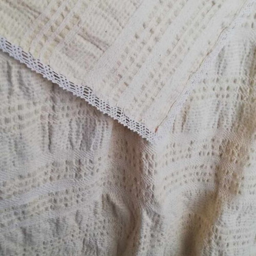 Woven blanket throw like new, wool and cotton 200x190 cm