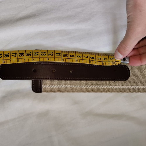 Real leather belt with linen fabric new, beige and brown