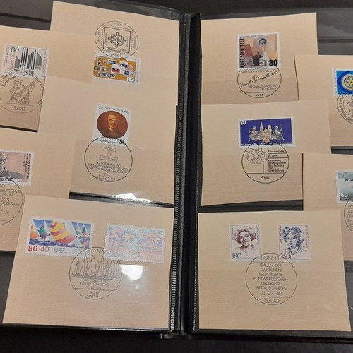 Germany stamp collection used, 100 complete paper series with commemorative postmarks