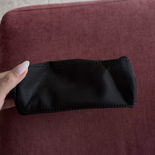 Lancôme fabric cosmetic bag new, black with fuchsia interior