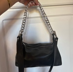 Black shoulder bag with silver chain like new