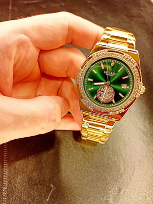 Mechanical automatic waterproof watch new, green and gold