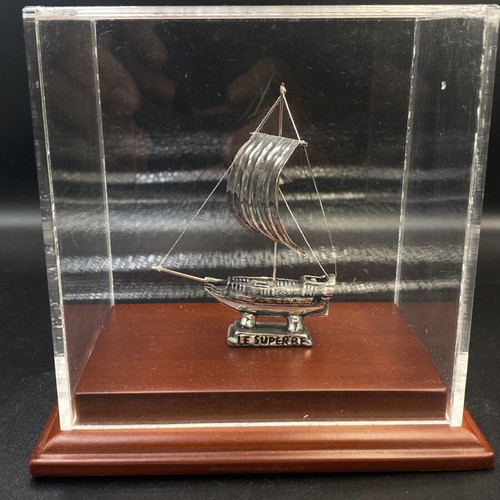 Silver miniature ship Le Superbe like new, decorative 925° silver