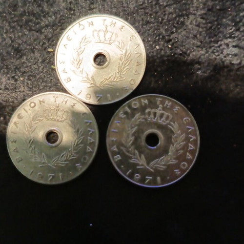 10 Lepta Coins 1971 like new, pack of 3 pieces