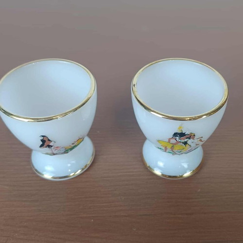 Vintage egg cups used, set of 2 with wear