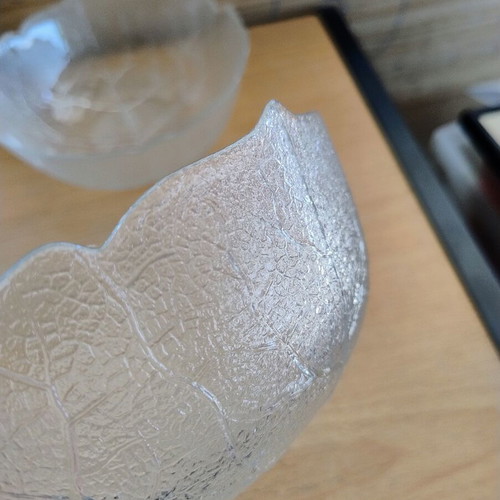 Arcoroc France set of 2 small Aspen Leaf glass bowls