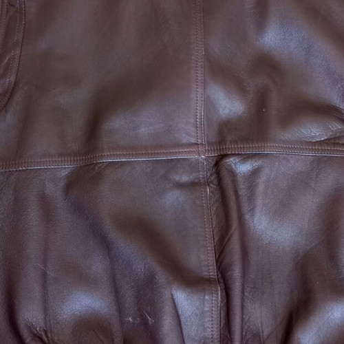 Leather sleeveless jacket used, genuine leather, brown, size L