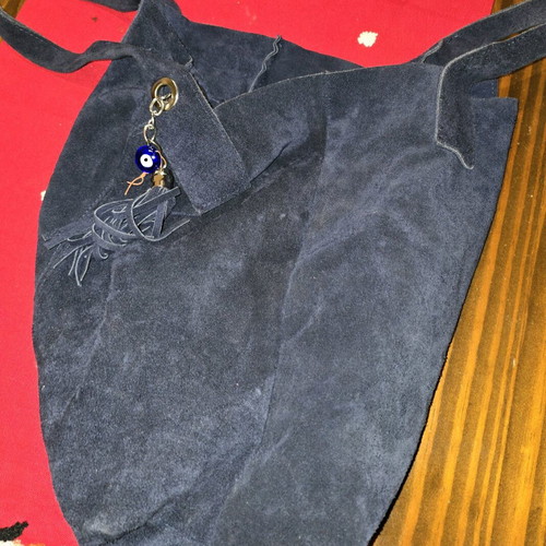 Blue suede shoulder bag like new