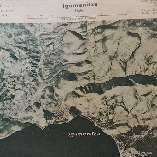 Γερμανικός χάρτης και αεροφωτογραφία Ηγουμενίτσας 31/01/1944 μεταχειρισμένο