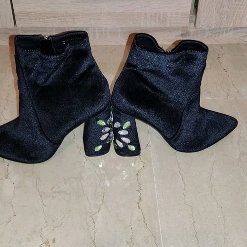 Public Desire women's ankle boots new, velvet with crystals on heels