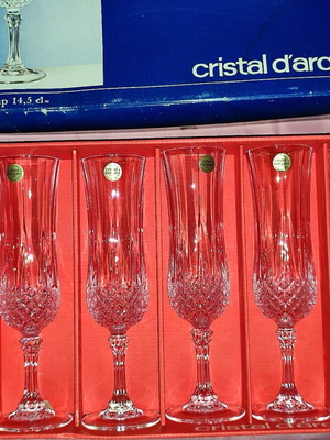 Longchamp Crystal Champagne Glasses New Set of 6