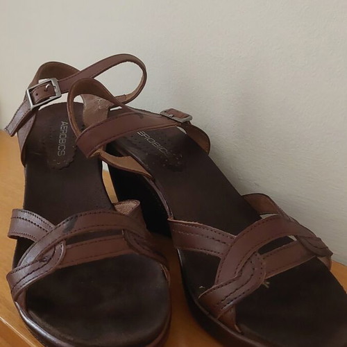 Aerobics platform sandals like new, brown, size 40