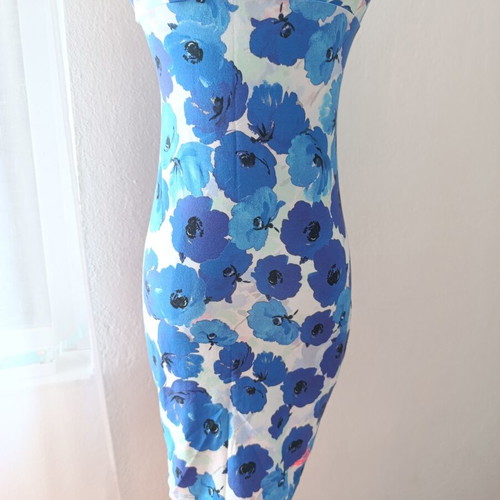 Strapless Mini Dress Superdry like new, white and blue