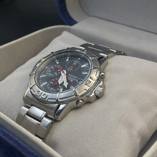 Seiko Chronograph men's watch like new, black and silver