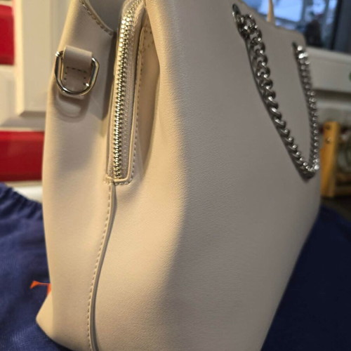 Trussardi Tote Bag new, beige eco leather with chain details