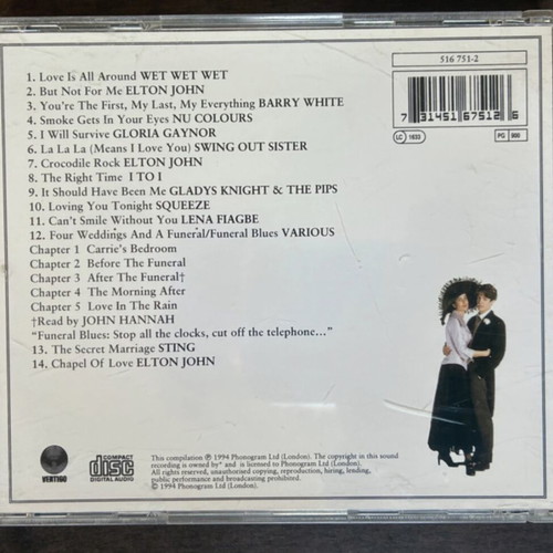 Four Weddings & A Funeral Original Soundtrack CD used