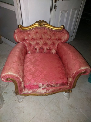 Louis Quinze Vintage Armchair used with carved gold finish, set of 2