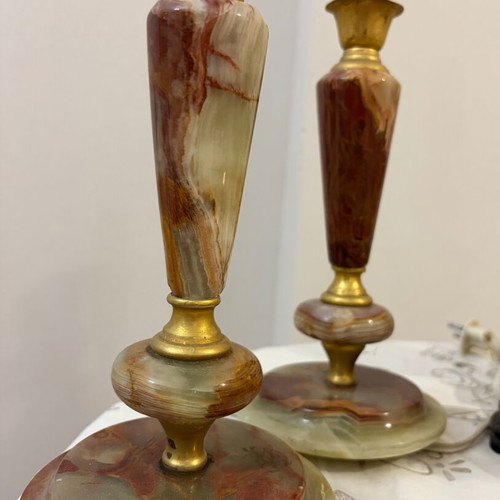 Onyx portatif lamps like new, set of two, 1960s