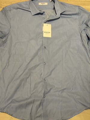 Boston striped blue shirt new size Large