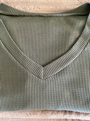 Oversized khaki waffle knit T-shirt, M/L