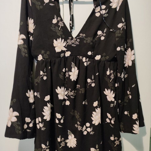 Boho black dress with flowers new