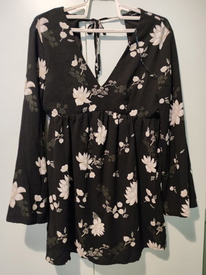 Boho black dress with flowers new
