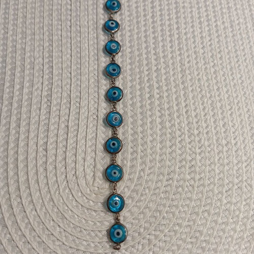 Silver 925 bracelet with blue evil eyes like new