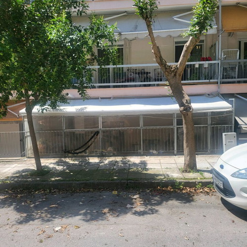 Tenda shading awning like new, white fabric with patterns, 6.41x1.90
