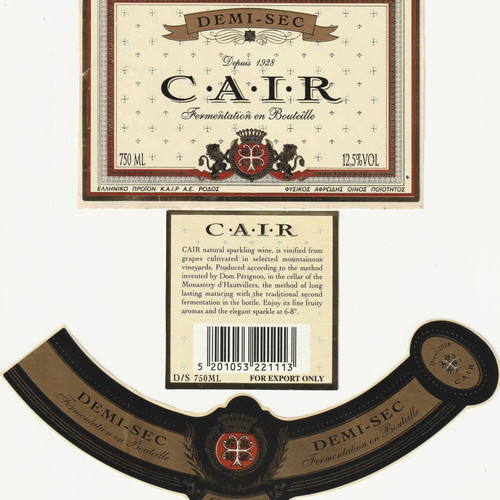 Cair Rhodes wine labels new, set of 3 for collection