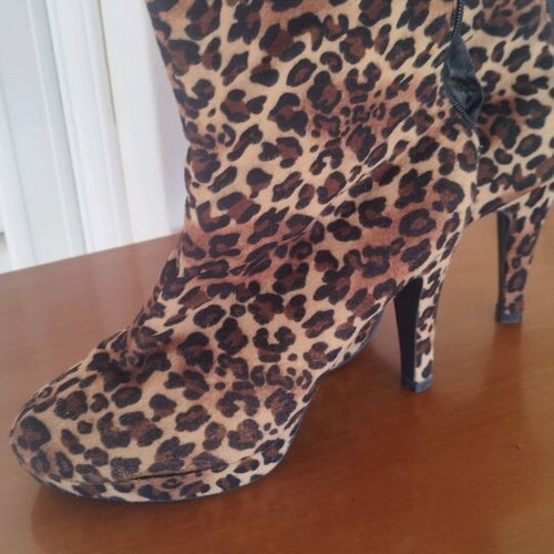 Leopard ankle boots used with zipper, size 41, 11cm heel