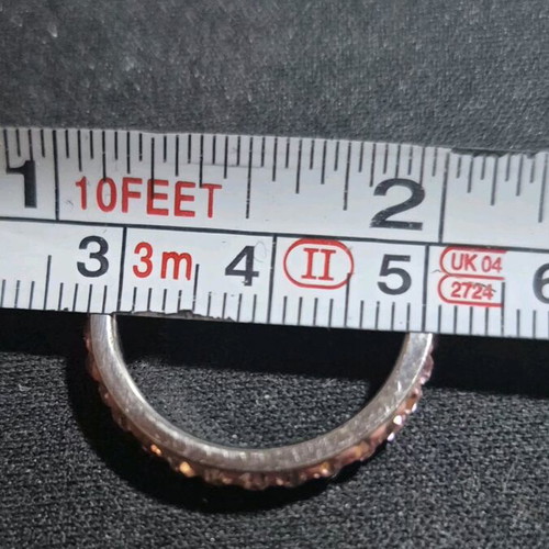 Eternity ring stainless steel with zirconia, like new, pink
