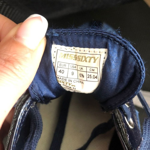 Miss Sixty dark blue satin sneakers used, size 40