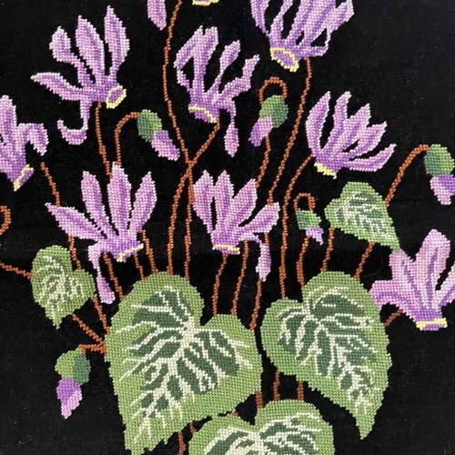 Handmade textile painting with floral design