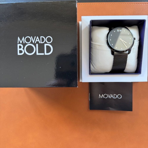 Movado Bold Ion Plated Stainless Steel Quartz Watch new, black