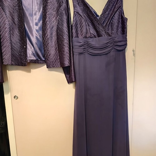 Long evening dress with jacket purple like new, size XL
