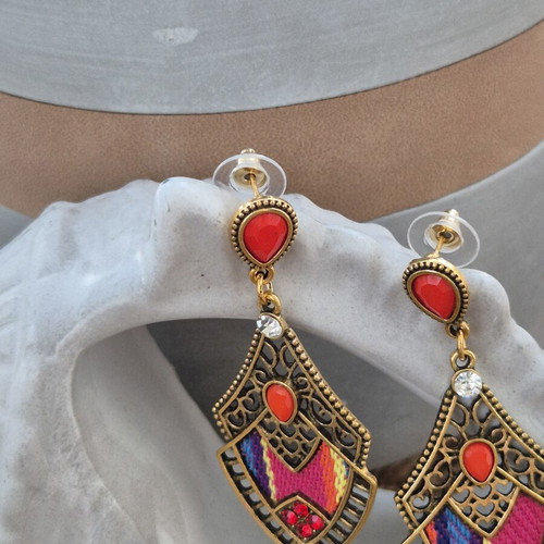 Boho earrings new, colorful and gold-tone