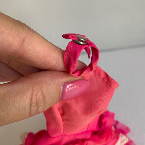 Vintage Bibi Bo doll pink dress used with ruffles 1980s