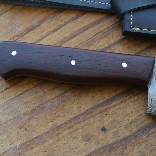 Damascus Hand Forged Vintage Kitchen Chef Knife Rose Wood Handle