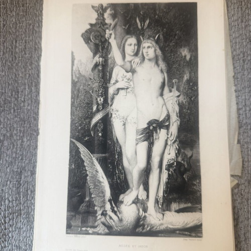 Engraving used, collectible old, 19 x 28 cm