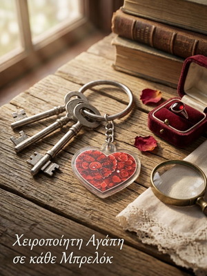 Handmade heart and roses keychain