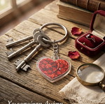 Handmade heart and roses keychain