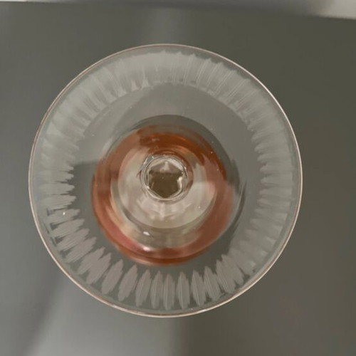 Vintage cut to clear crystal glasses set of 6, orange and clear
