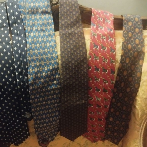 Silk ties set of 7 branded vintage Valentino, S•T•Dupont, made in Italy, used